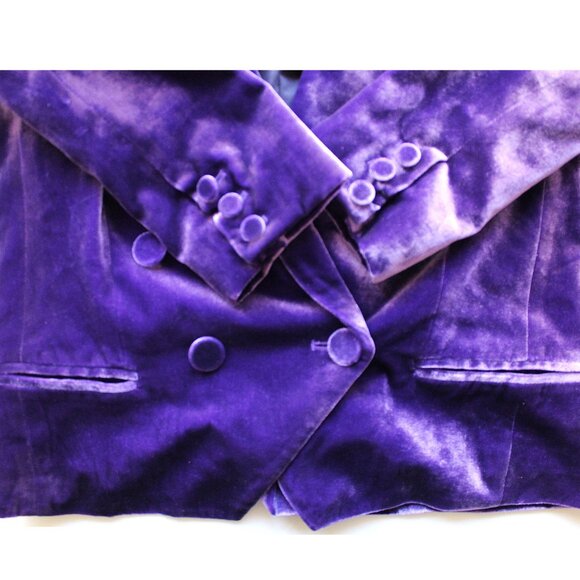 L'AGENCE Rory Crop Silk-Blend Blazer / Size 4 / Purple Double Breasted - Picture 7 of 9